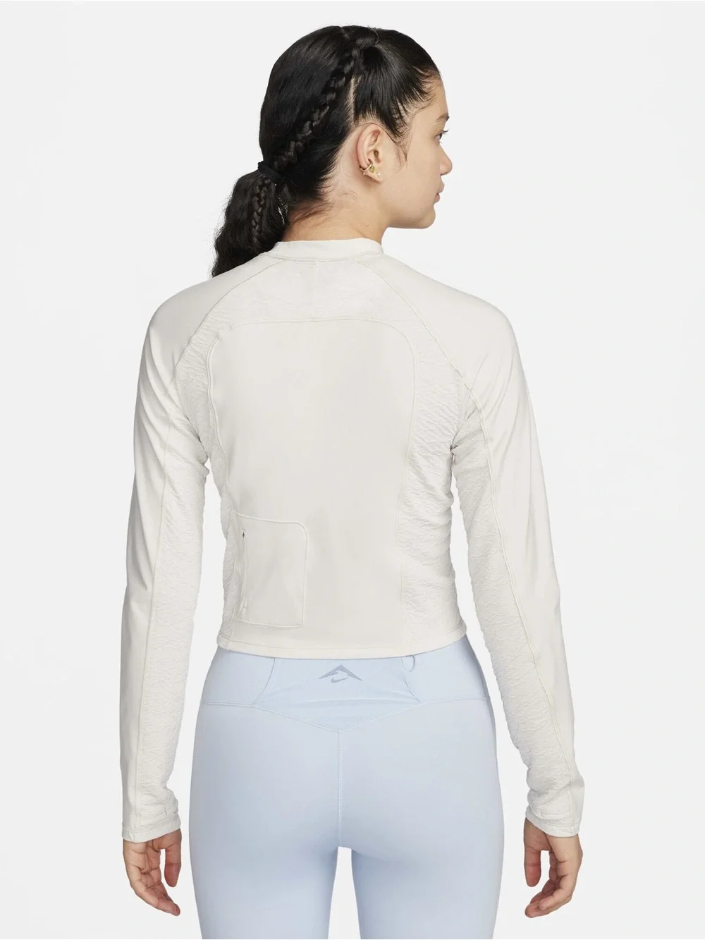 Nike Trail Dri-FIT Long-Sleeve Crop Running Top Light Beige Sz M EUC